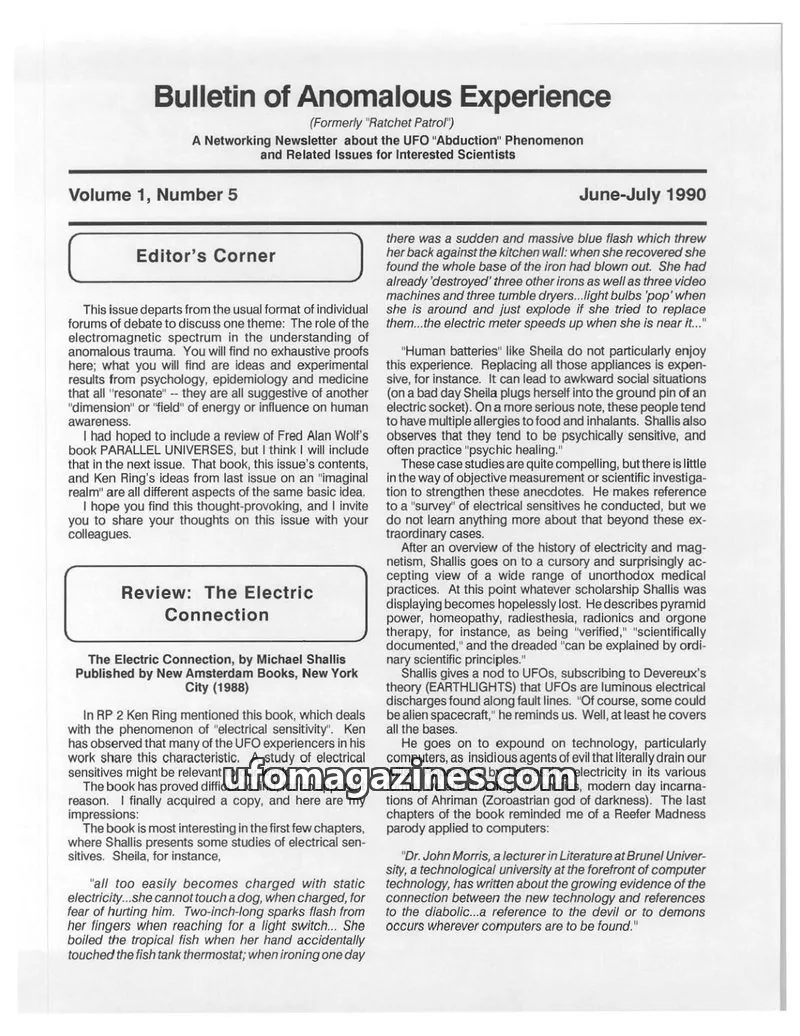 Cover of Bulletin of Anomalous Experience (Gotlib) issue Volume 1, Number 5: Bulletin of Anomalous Experience