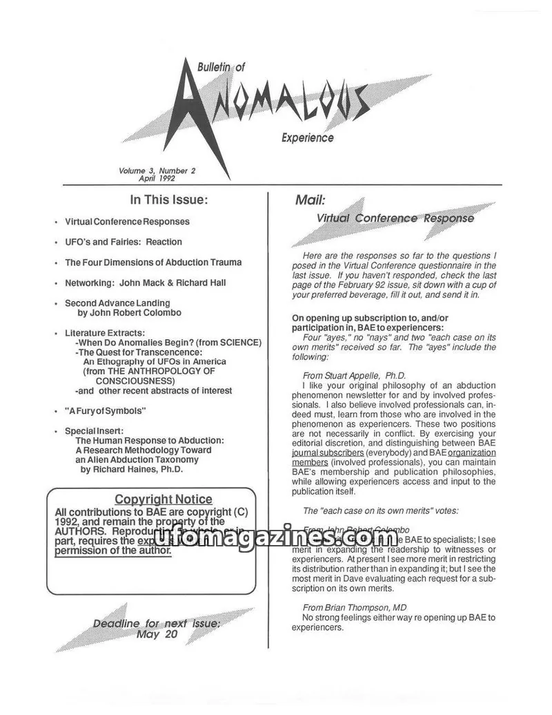 Cover of Bulletin of Anomalous Experience (Gotlib) issue Volume 3, Number 2: Bulletin of Anomalous Experience