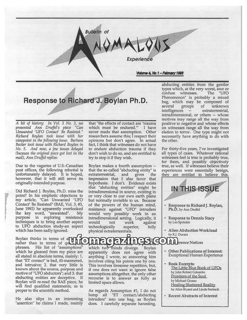 Cover of Bulletin of Anomalous Experience (Gotlib) issue Vol. 4, No. 1: Bulletin of Anomalous Experience