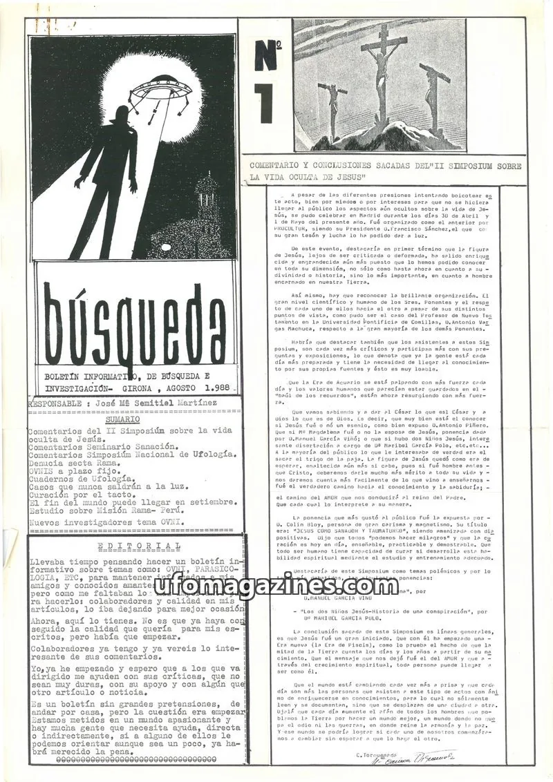 Cover of Busqueda Boletin issue 1: Búsqueda