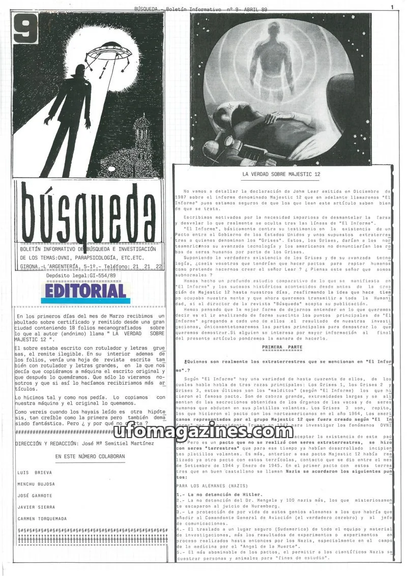 Cover of Busqueda Boletin issue 9: BÚSQUEDA