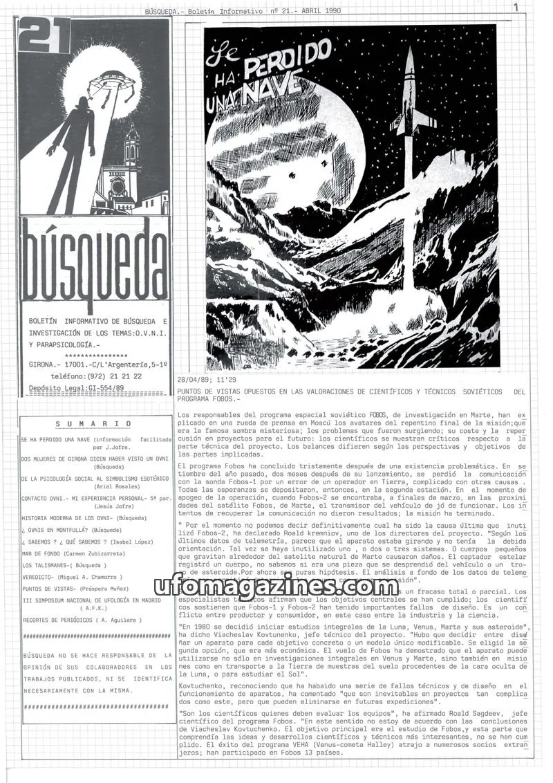 Cover of Busqueda Boletin issue 21: BÚSQUEDA