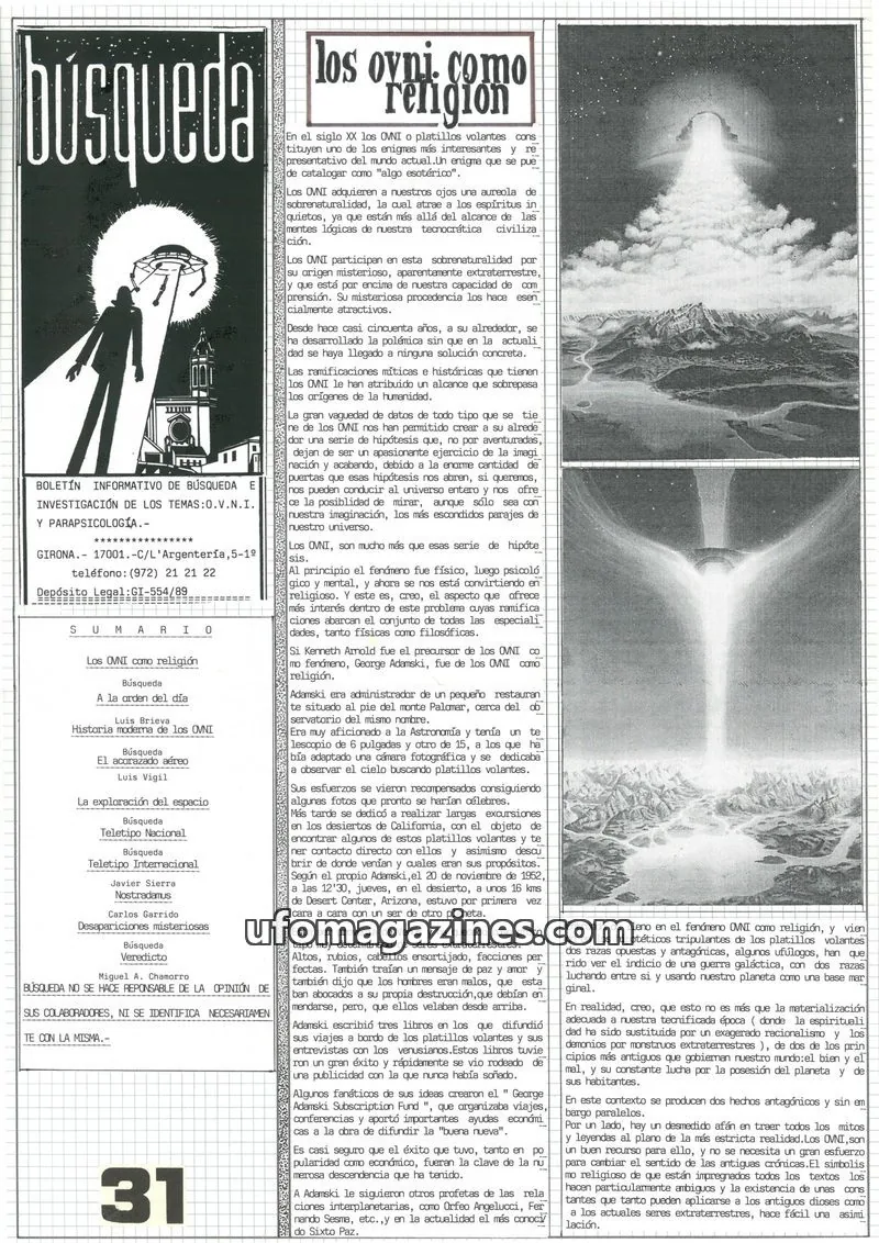 Cover of Busqueda Boletin issue 31: Busqueda