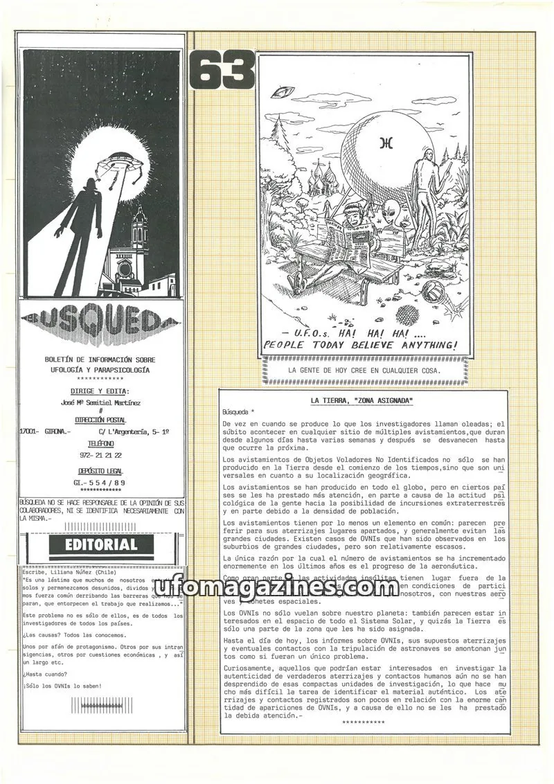 Cover of Busqueda Boletin issue 63: BÚSQUEDA