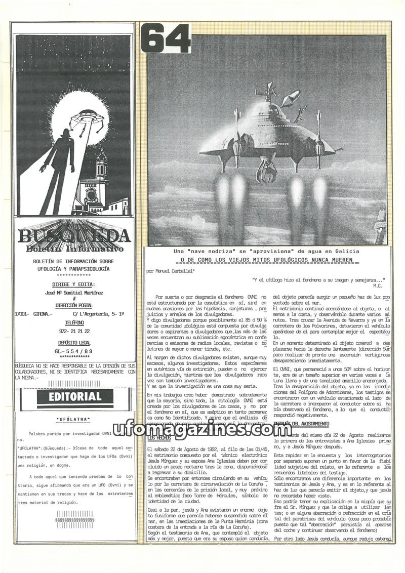 Cover of Busqueda Boletin issue 64: BÚSQUEDA