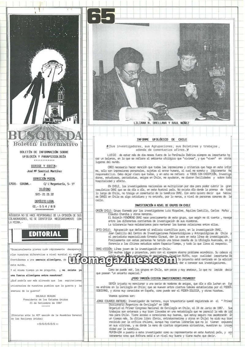 Cover of Busqueda Boletin issue 65: BUSQUEDA