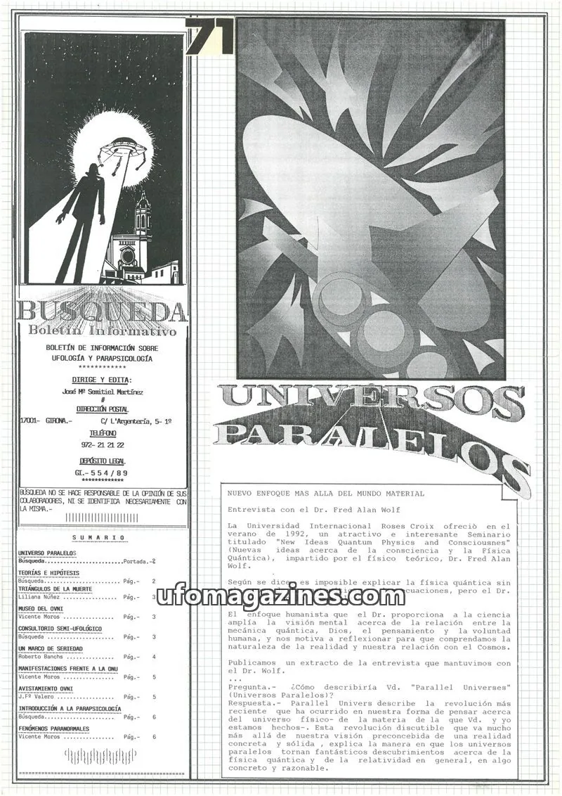 Cover of Busqueda Boletin issue 71: BUSQUEDA