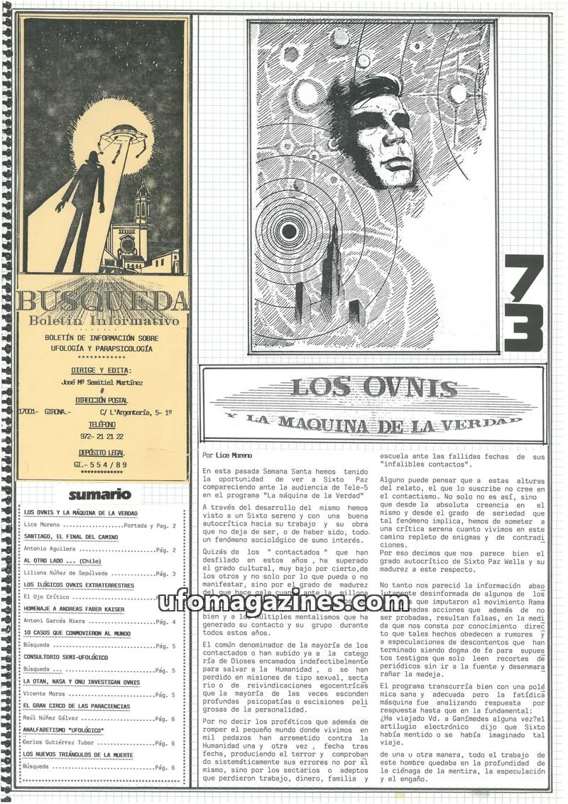 Cover of Busqueda Boletin issue 73: BUSQUEDA