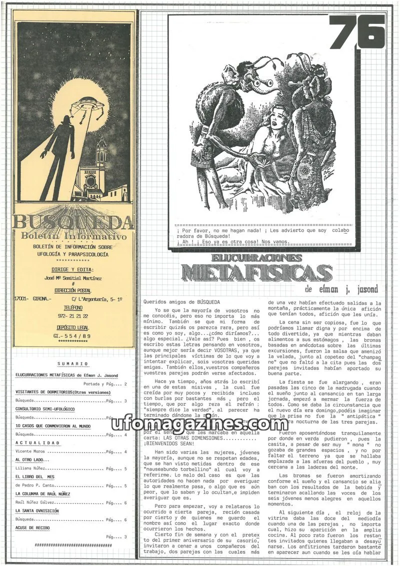 Cover of Busqueda Boletin issue 76: BUSQUEDA