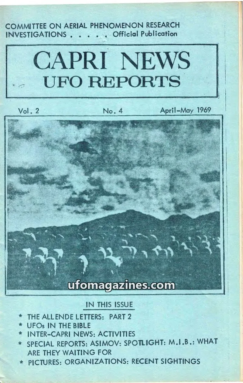 Cover of COMMITTEE ON AERIAL PHENOMENON RESEARCH INVESTIGATIONS issue 4: CAPRI NEWS UFO REPORTS