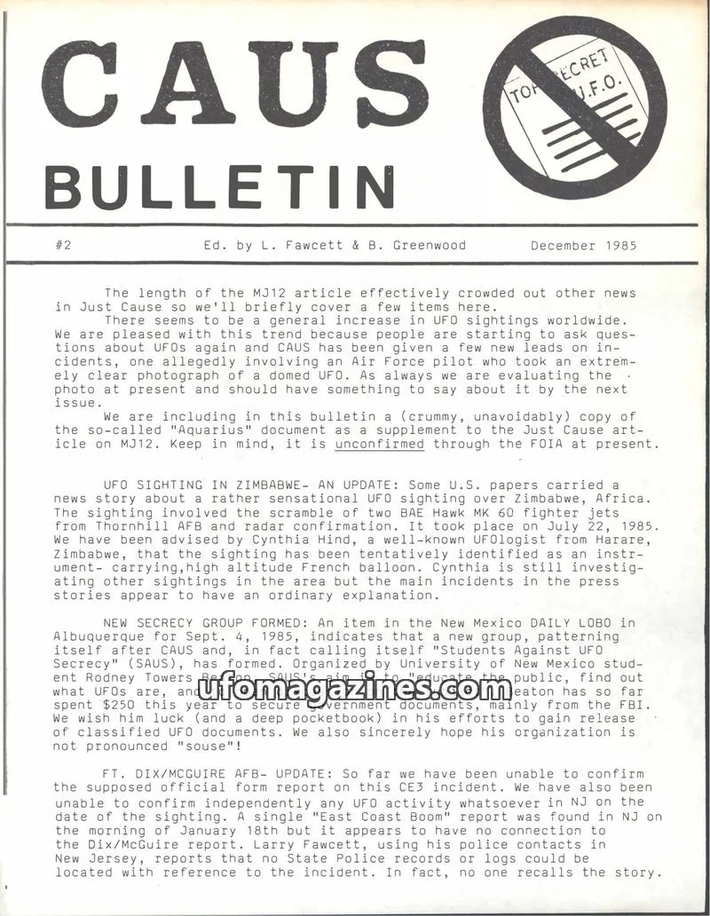 Cover of CAUS issue #2: CAUS BULLETIN