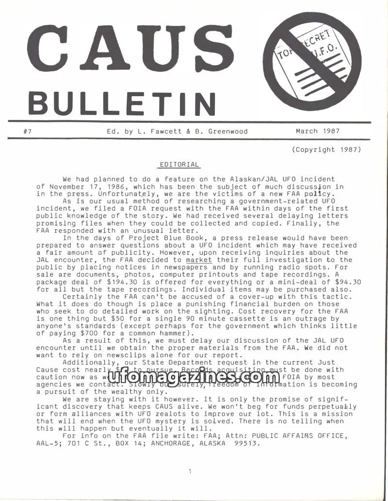 Cover of CAUS issue #7: CAUS BULLETIN