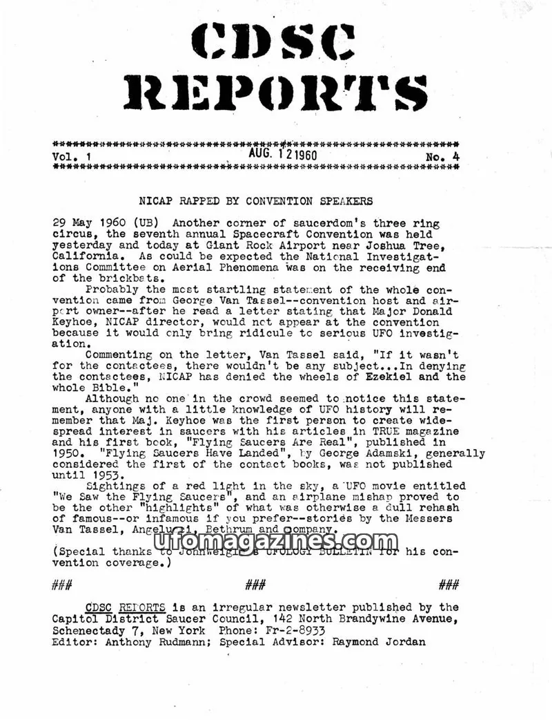 Cover of CDSC Reports (Capitol District Saucer Council) issue 4: CDSC REPORTS