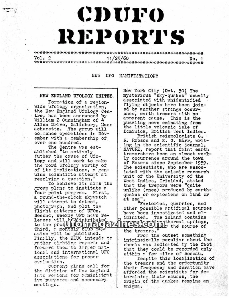 Cover of CDSC Reports (Capitol District Saucer Council) issue No. 1: CDUFO REPORTS