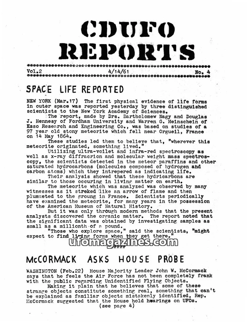Cover of CDSC Reports (Capitol District Saucer Council) issue 4: CDUFO REPORTS