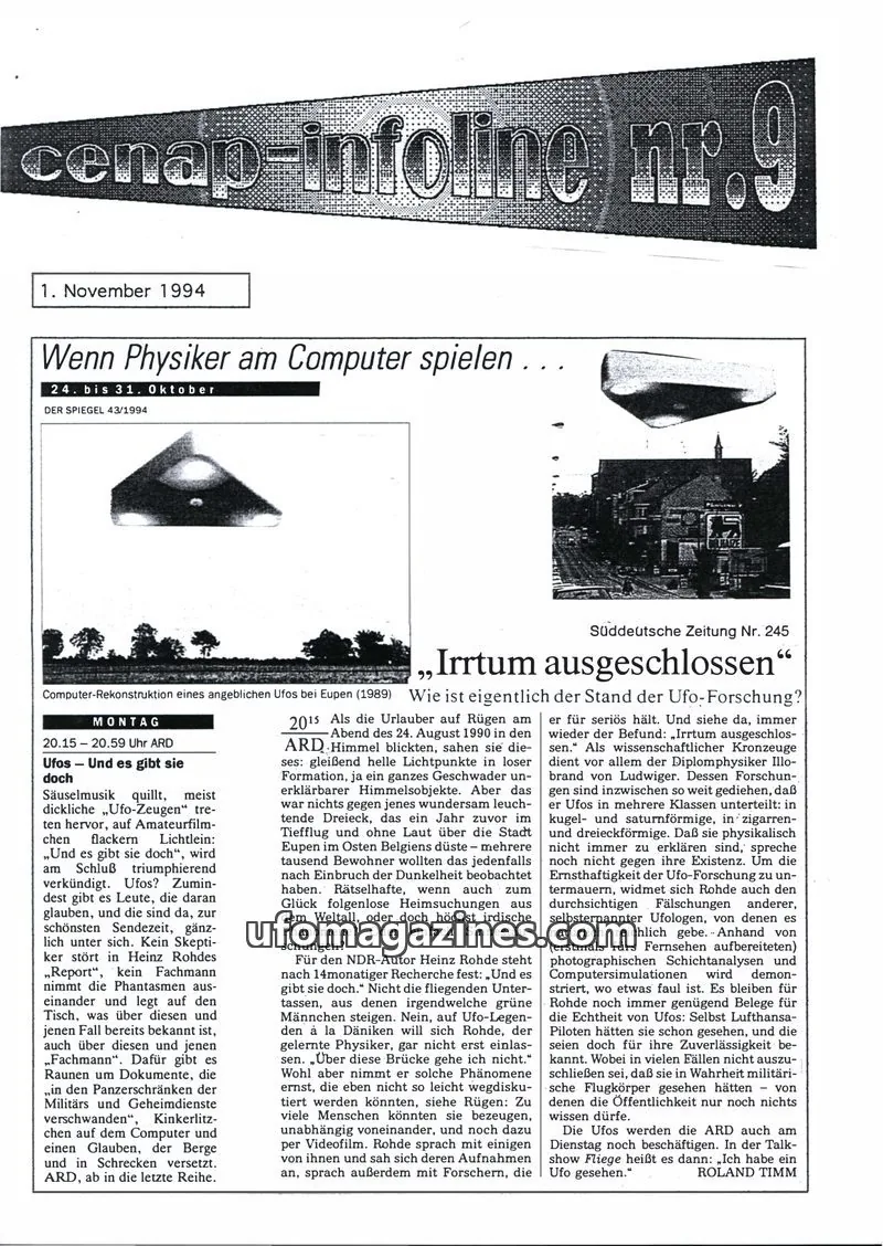 Cover of CENAP Infoline (CENAP) issue nr. 9: cenap-infoline