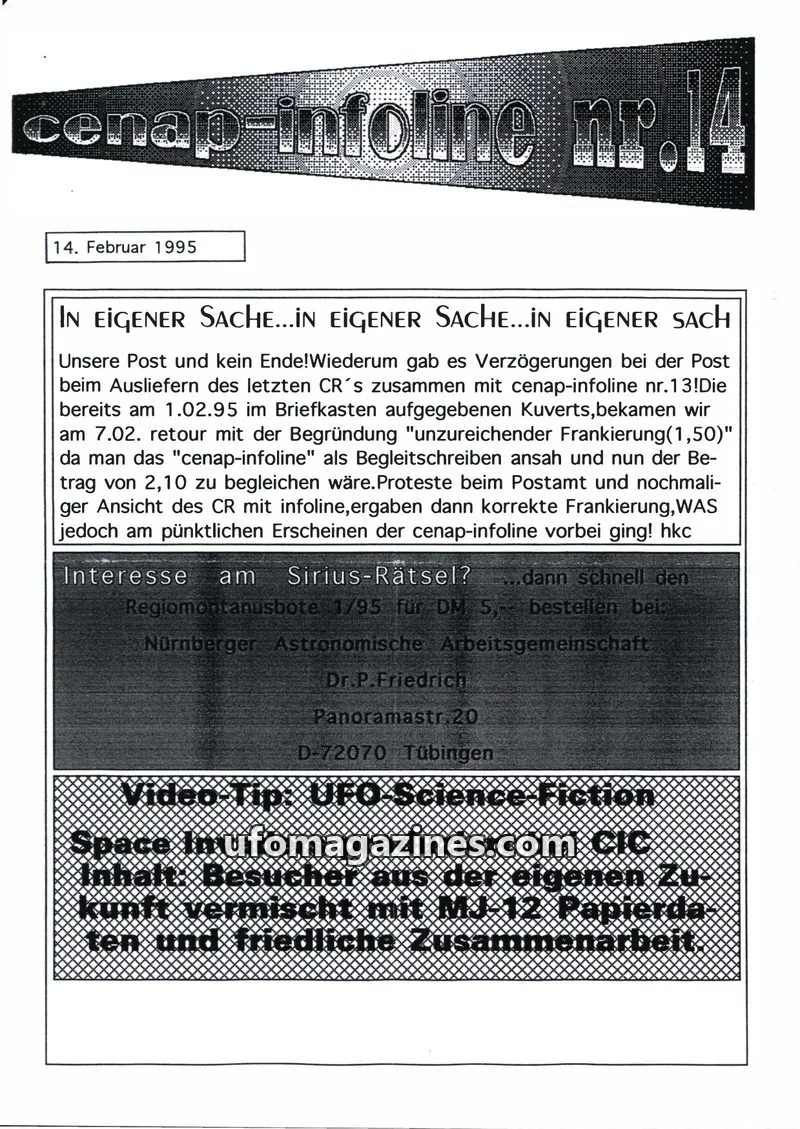 Cover of CENAP Infoline (CENAP) issue nr. 14: cenap-infoline