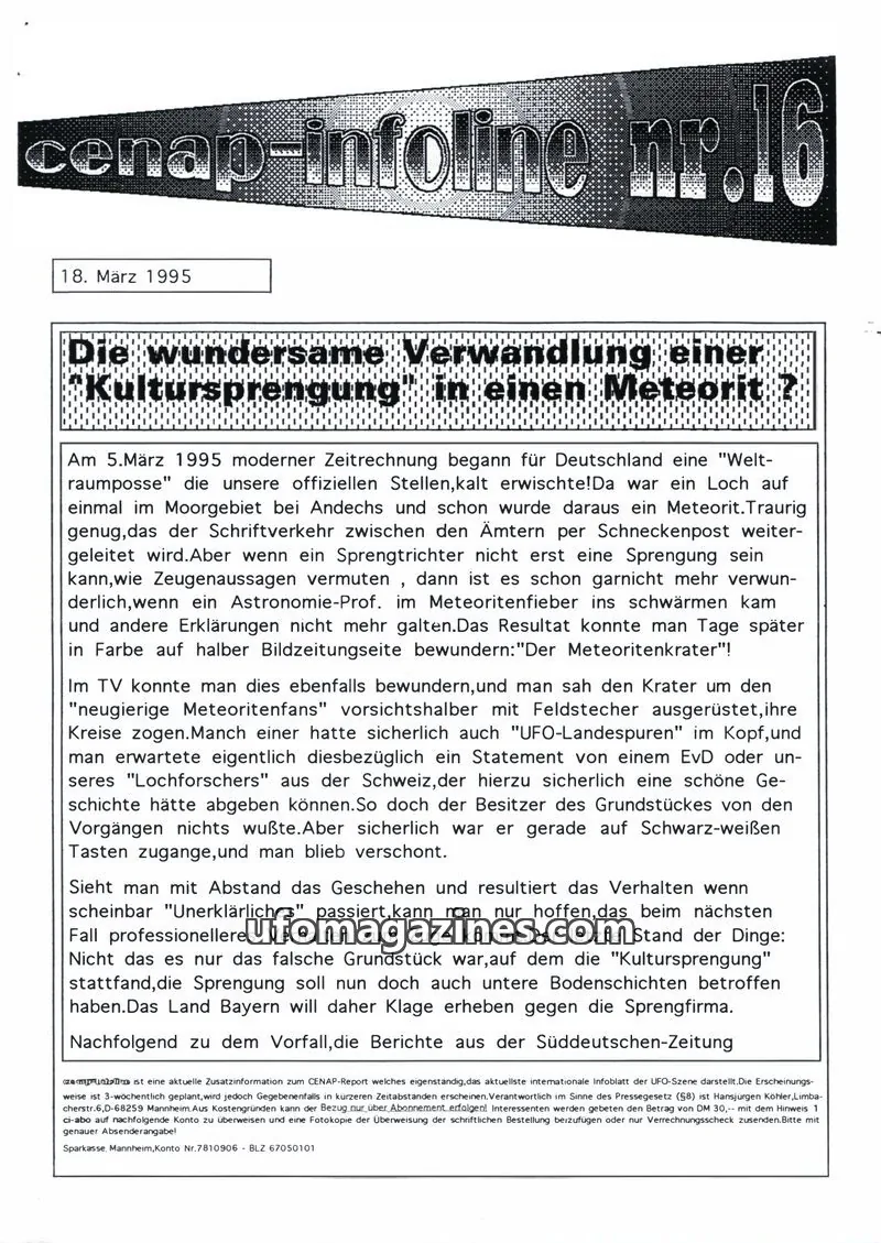 Cover of CENAP issue nr.16: cenap-intoline