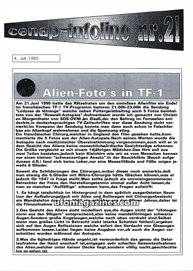Cover of CENAP Infoline (CENAP) issue 21: cenap-infoline