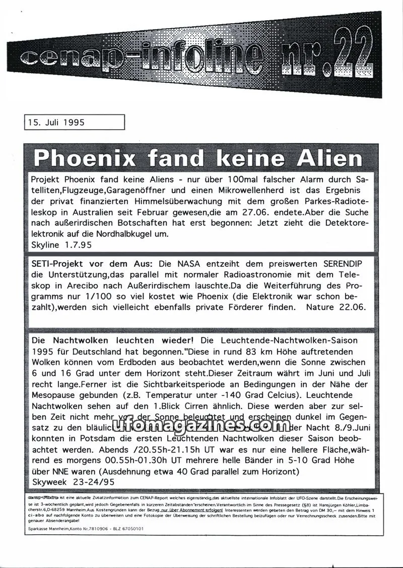 Cover of CENAP issue 22: cenap-infoline