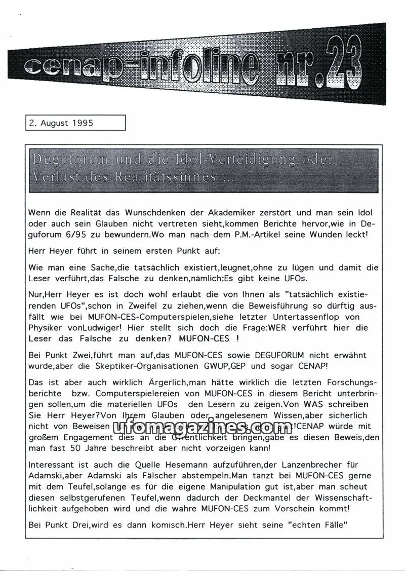 Cover of CENAP Infoline (CENAP) issue nr. 23: cenap-infoline