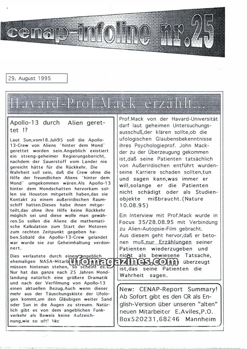 Cover of CENAP Infoline (CENAP) issue 25: cenap-infoline
