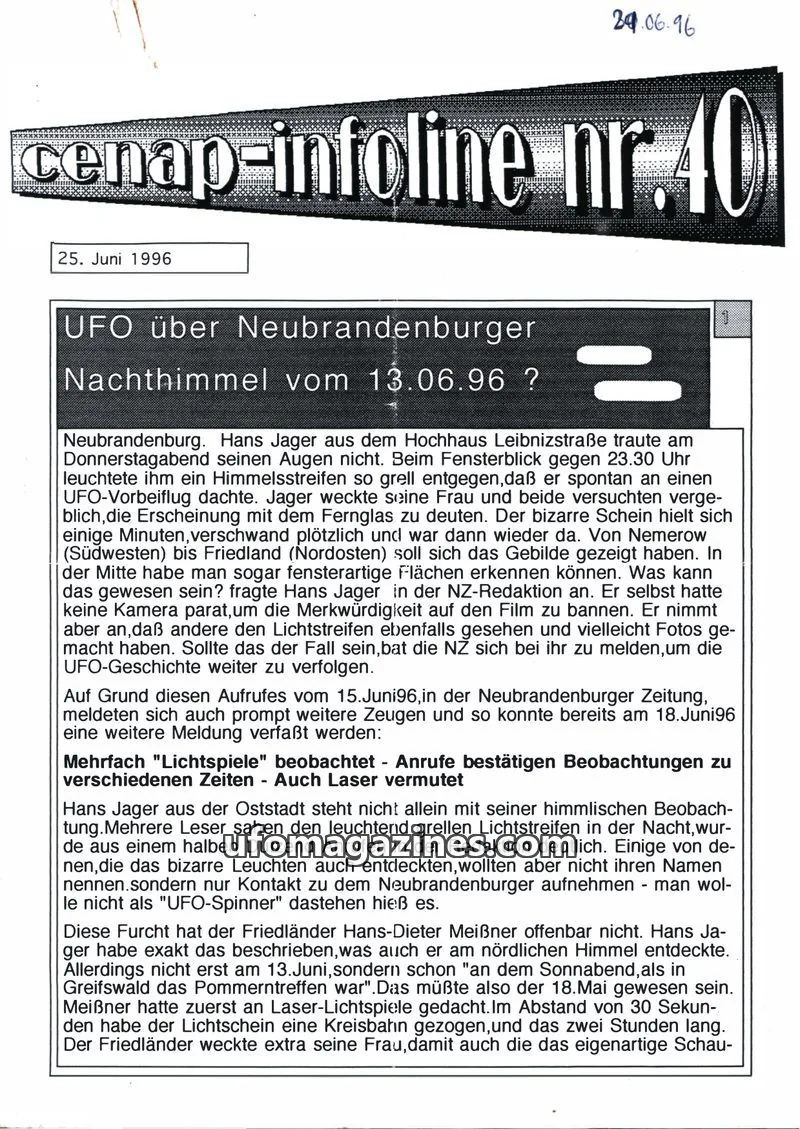 Cover of CENAP Infoline (CENAP) issue nr. 40: cenap-infoline