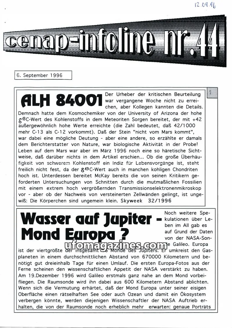 Cover of CENAP Infoline (CENAP) issue nr. 44: cenap-infoline