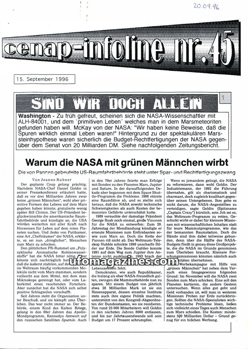 Cover of CENAP issue nr. 45: cenap-infoline