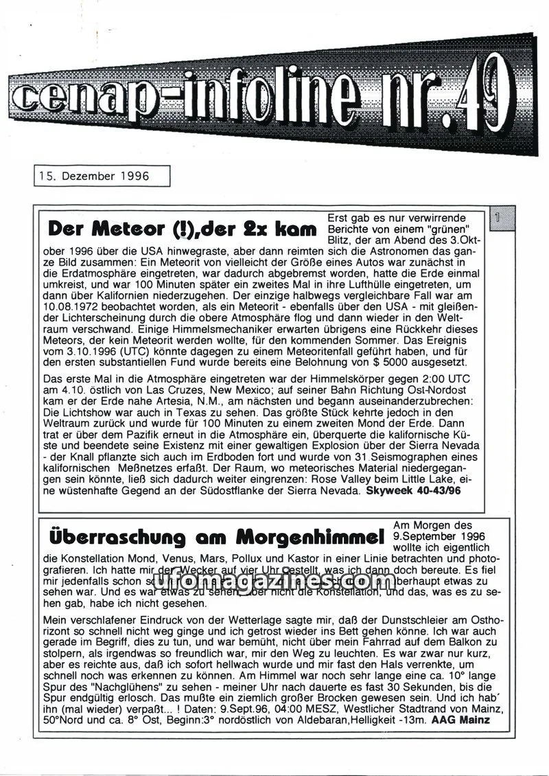 Cover of CENAP Infoline (CENAP) issue nr.49: cenap-infoline