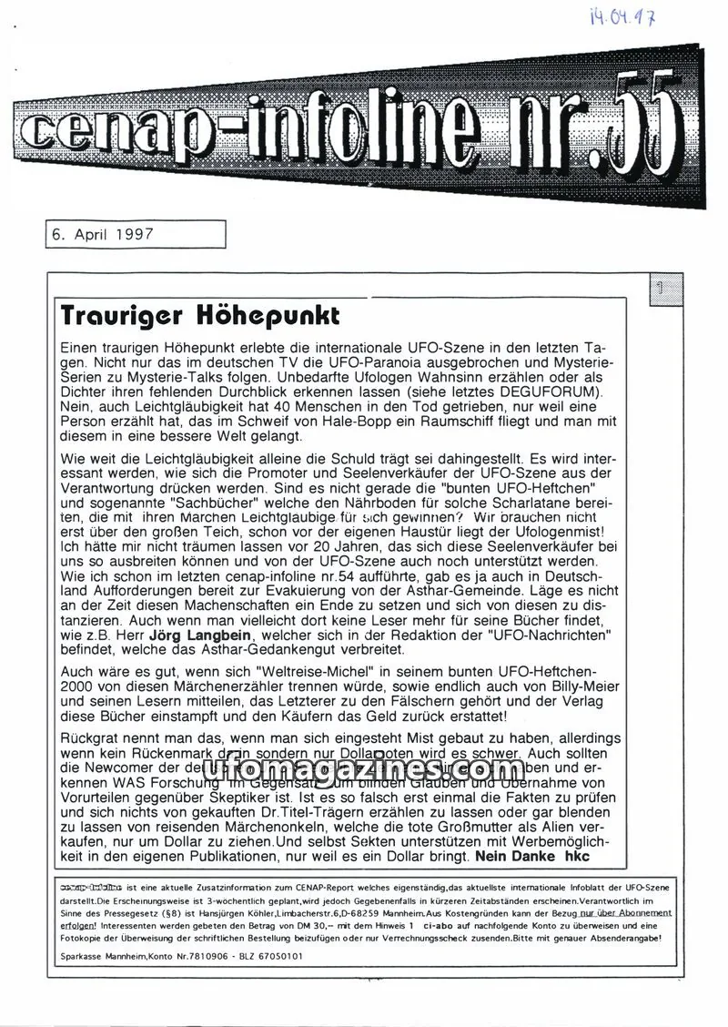 Cover of CENAP issue nr.55: cenap-infoline