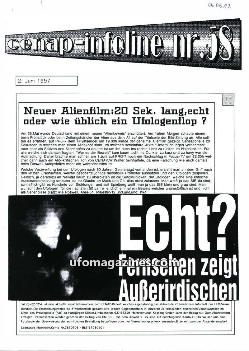 Cover of CENAP issue nr. 58: cenap-infoline