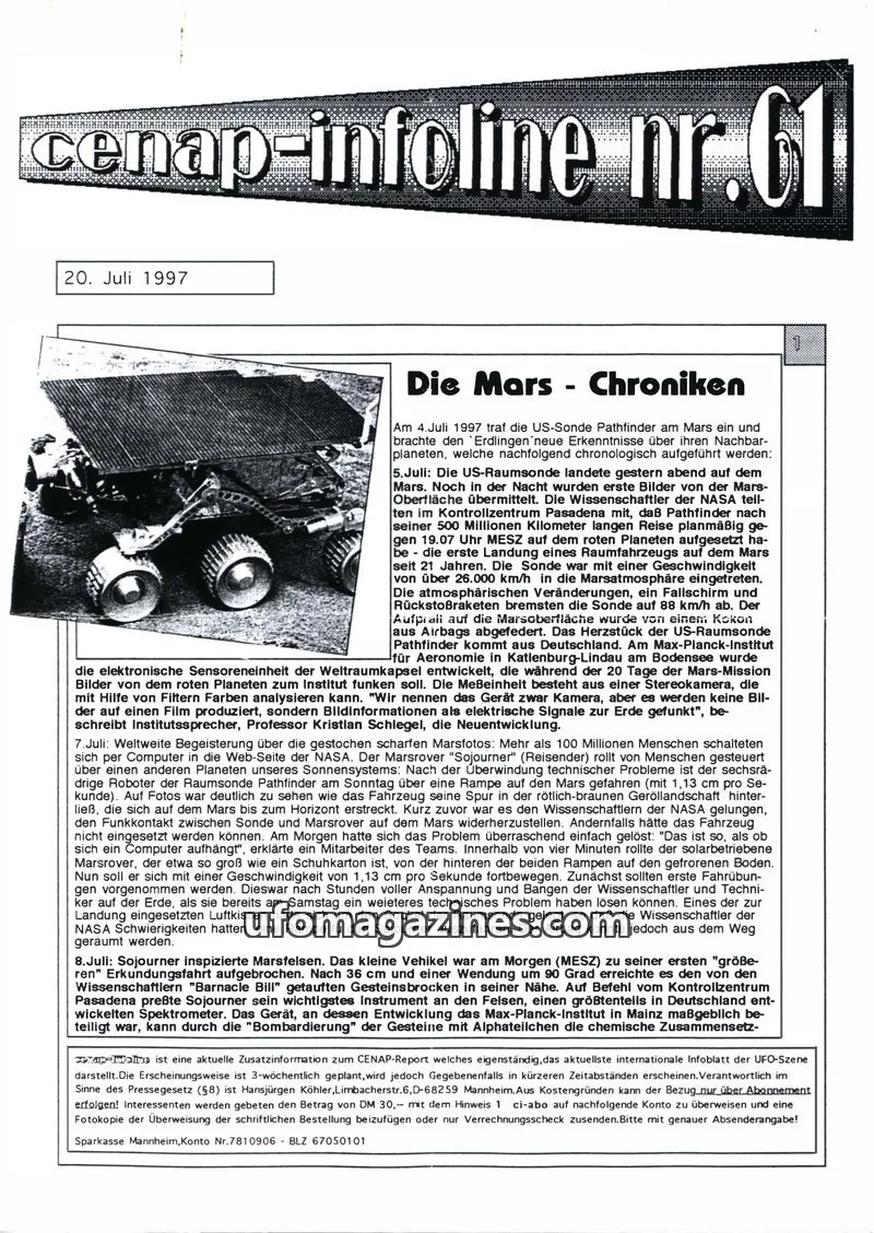 Cover of CENAP issue nr. 61: cenap-infoline