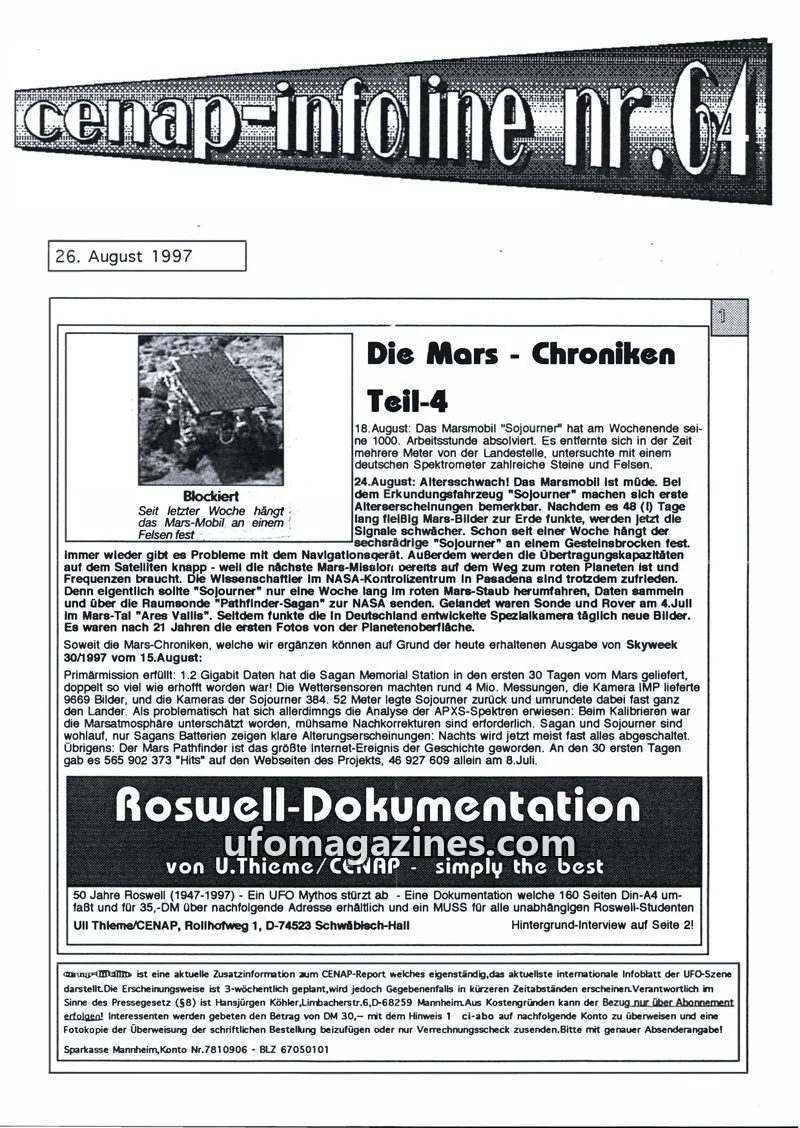 Cover of CENAP issue nr. 64: cenap-infoline