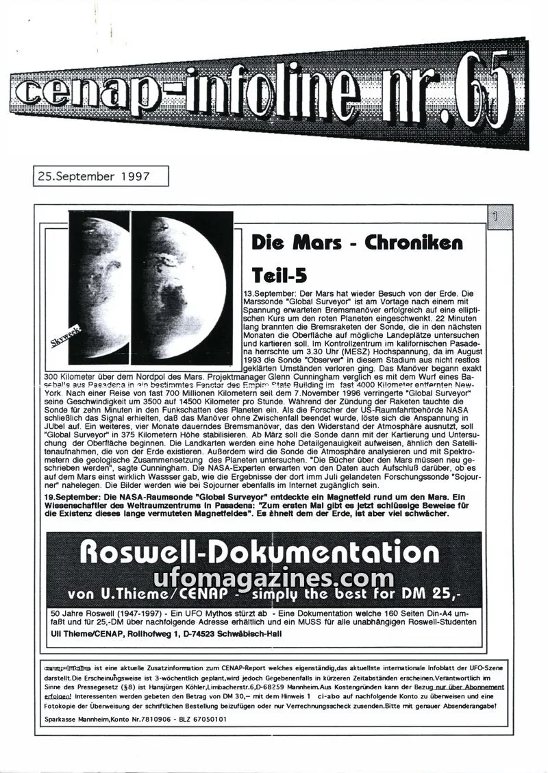 Cover of CENAP issue nr.65: cenap-infoline
