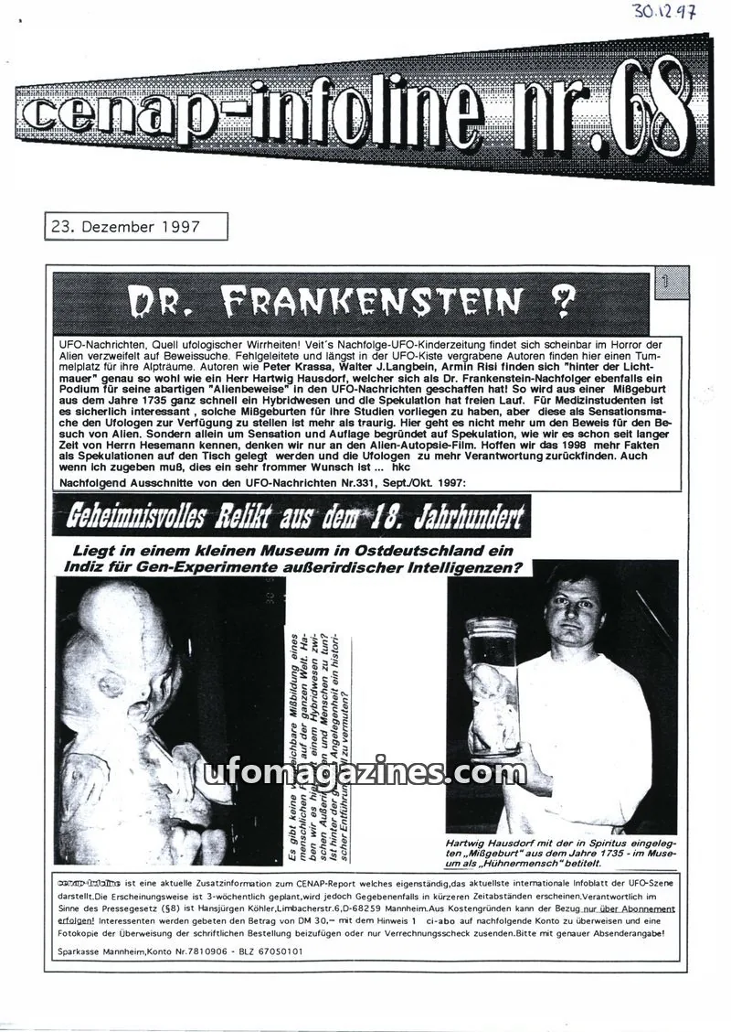 Cover of CENAP issue nr. 68: cenap-infoline