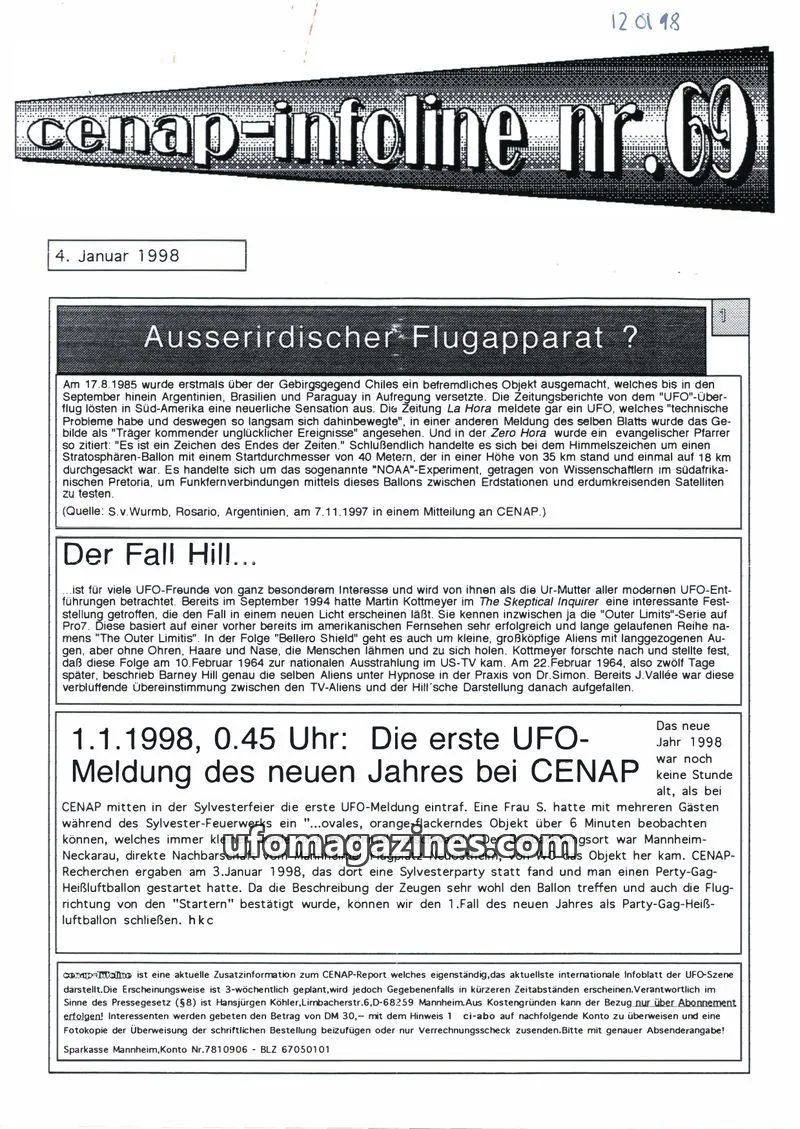 Cover of CENAP issue 69: cenap-infoline