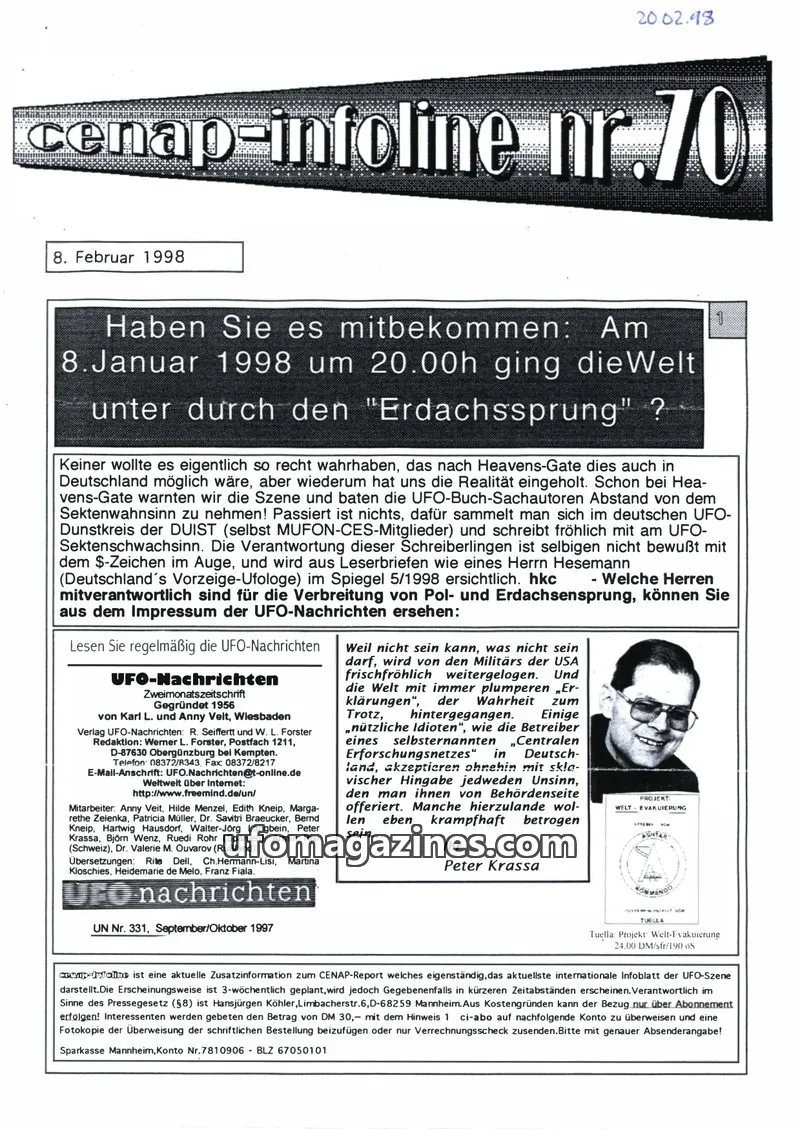 Cover of CENAP issue nr. 70: cenap-infoline