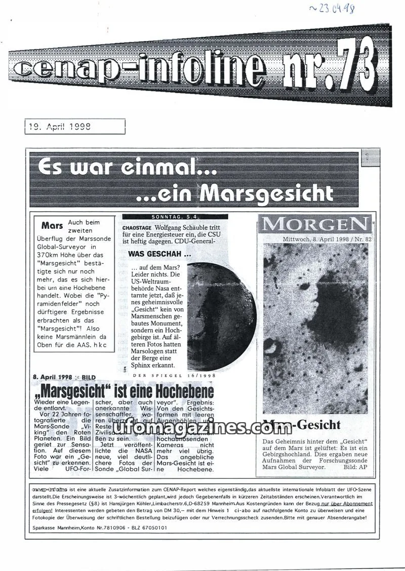 Cover of CENAP issue 73: cenap-infoline