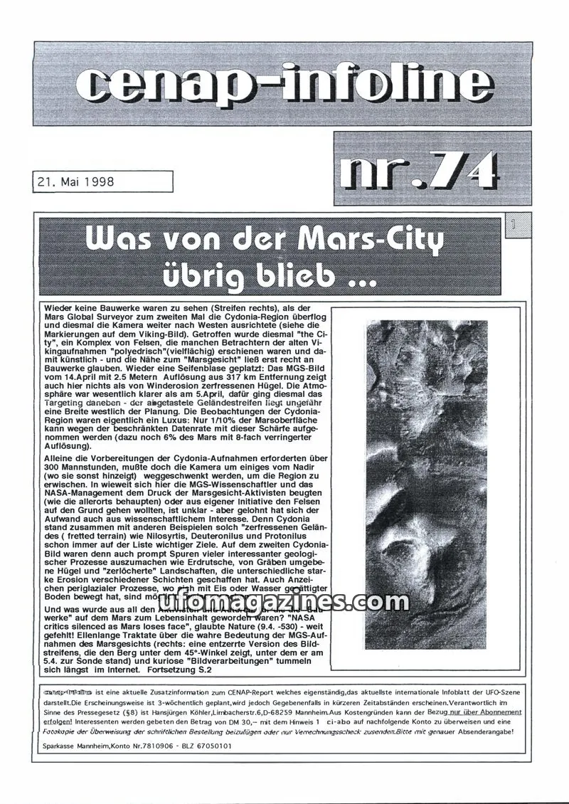 Cover of CENAP Infoline (CENAP) issue 74: cenap-infoline