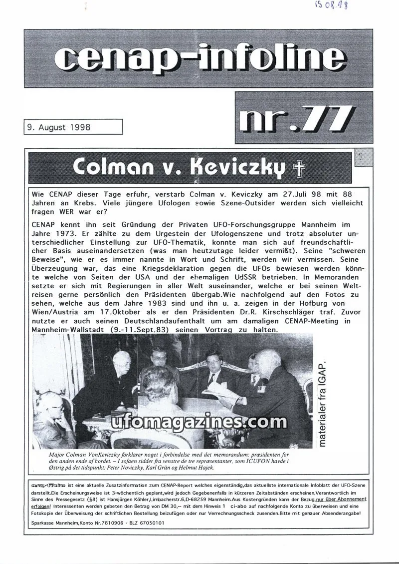 Cover of CENAP issue 77: cenap-infoline