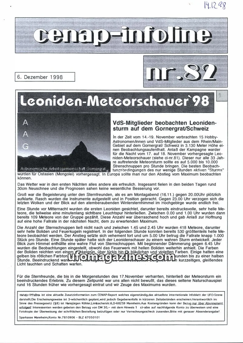 Cover of CENAP Infoline (CENAP) issue nr.82: cenap-infoline