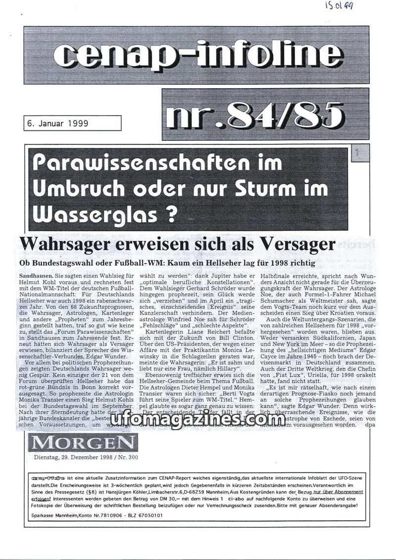 Cover of CENAP Infoline (CENAP) issue nr.84/85: cenap-infoline