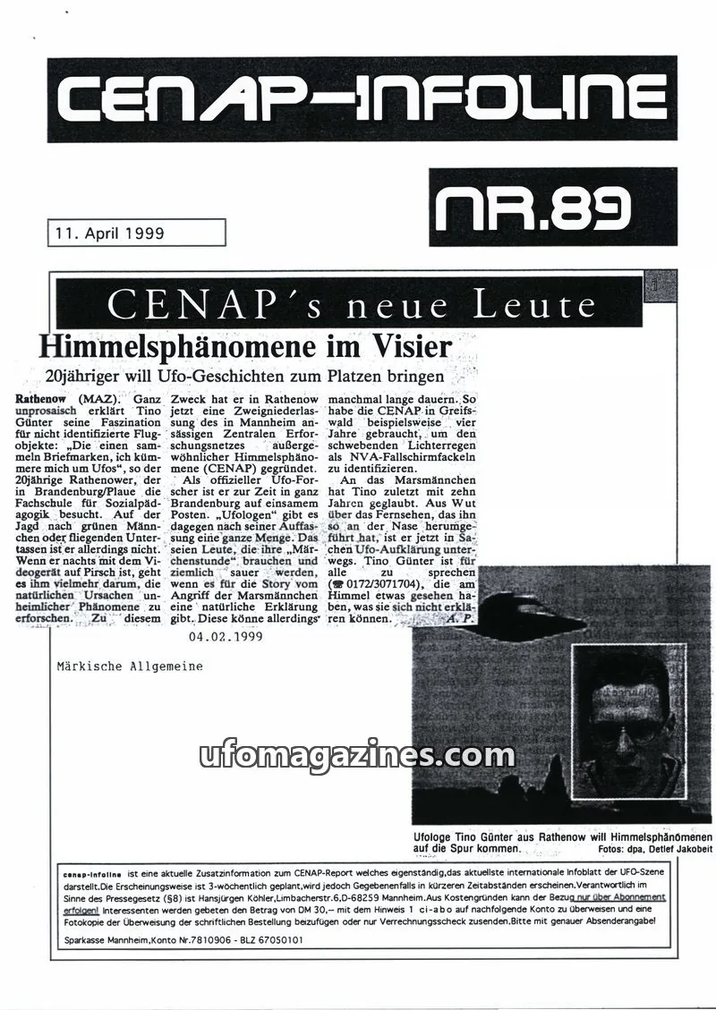 Cover of CENAP Infoline (CENAP) issue NR.89: CENAP-INFOLINE