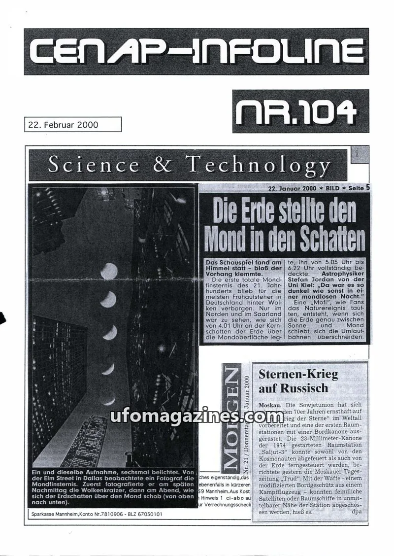 Cover of MORGEN issue 104: CENAP-INFOLINE