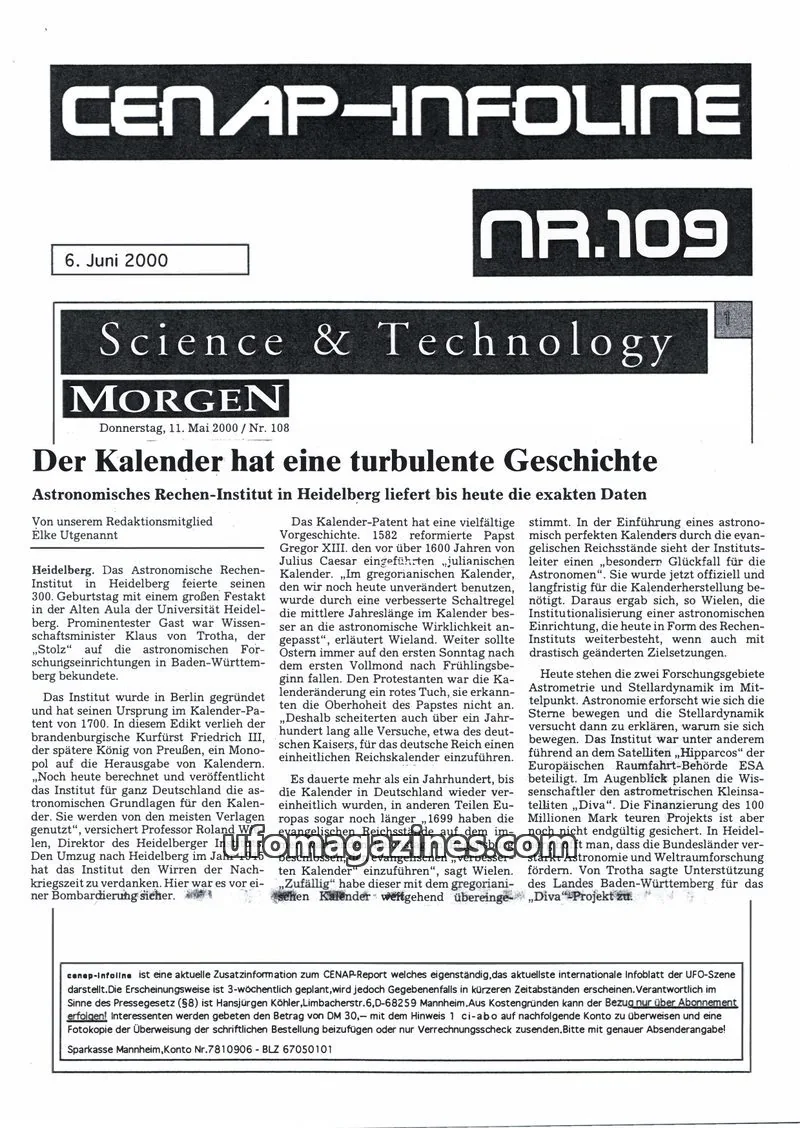 Cover of CENAP Infoline (CENAP) issue 109: CENAP-INFOLINE