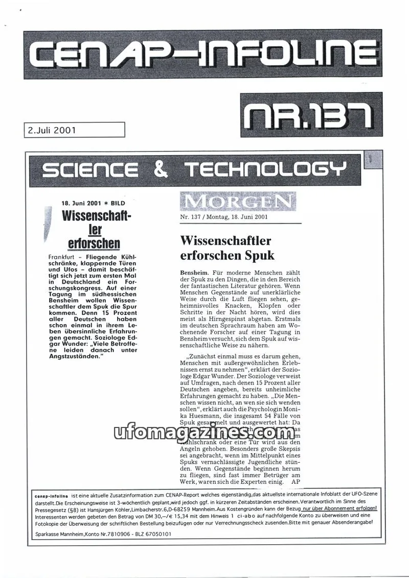 Cover of CENAP Infoline (CENAP) issue 137: CENAP-INFOLINE