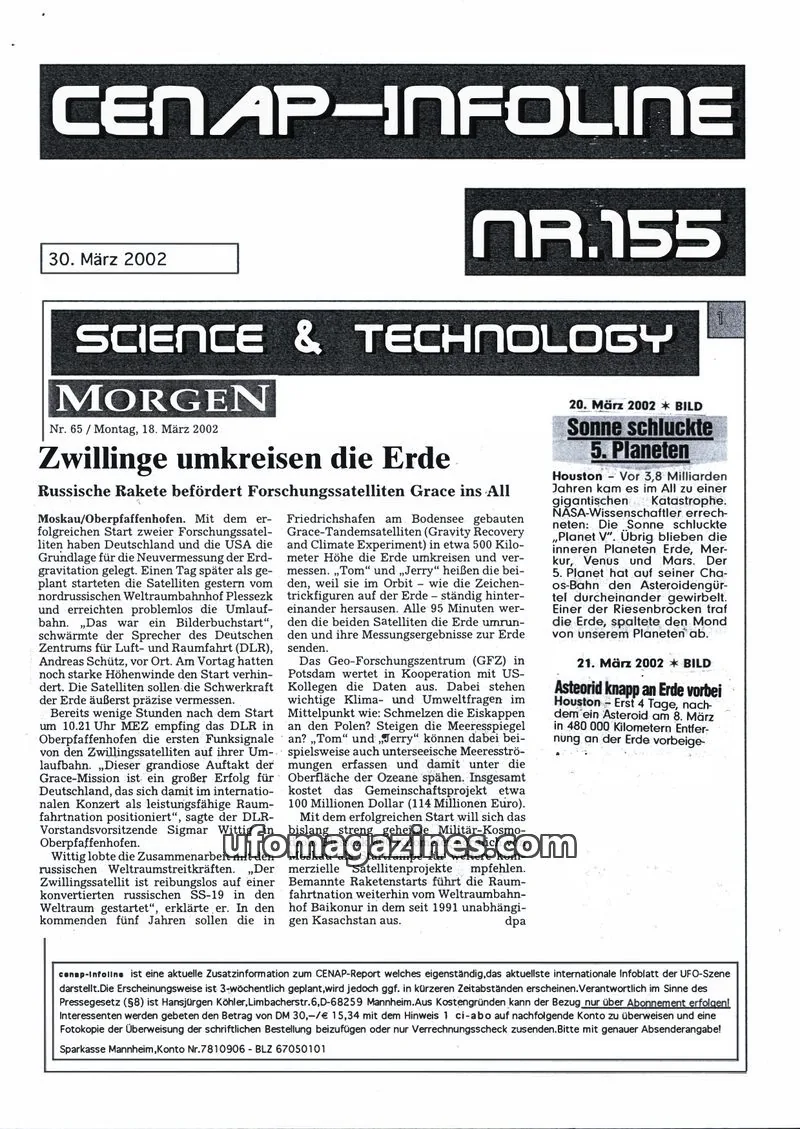 Cover of CENAP Infoline (CENAP) issue Nr. 65: MORGEN