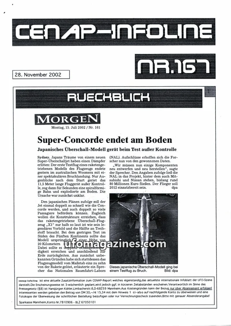 Cover of CENAP Infoline (CENAP) issue Nr. 161: MORGEN