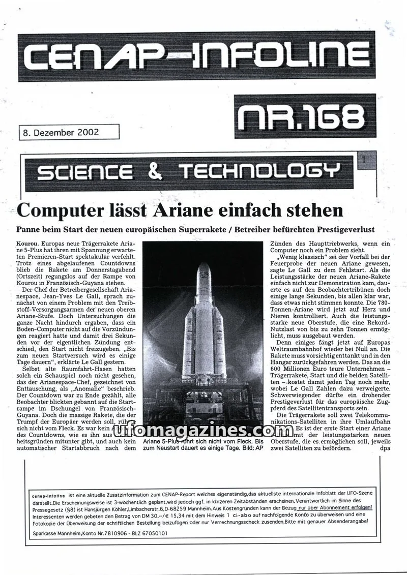 Cover of CENAP issue 168: CENAP-INFOLINE